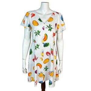 J.Crew Linen Dress size 8 Novelty Fruit Food Print Beachy Playful Coastal NWT